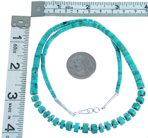 Turquoise Sterling Silver Southwest Bead Necklace RX114923